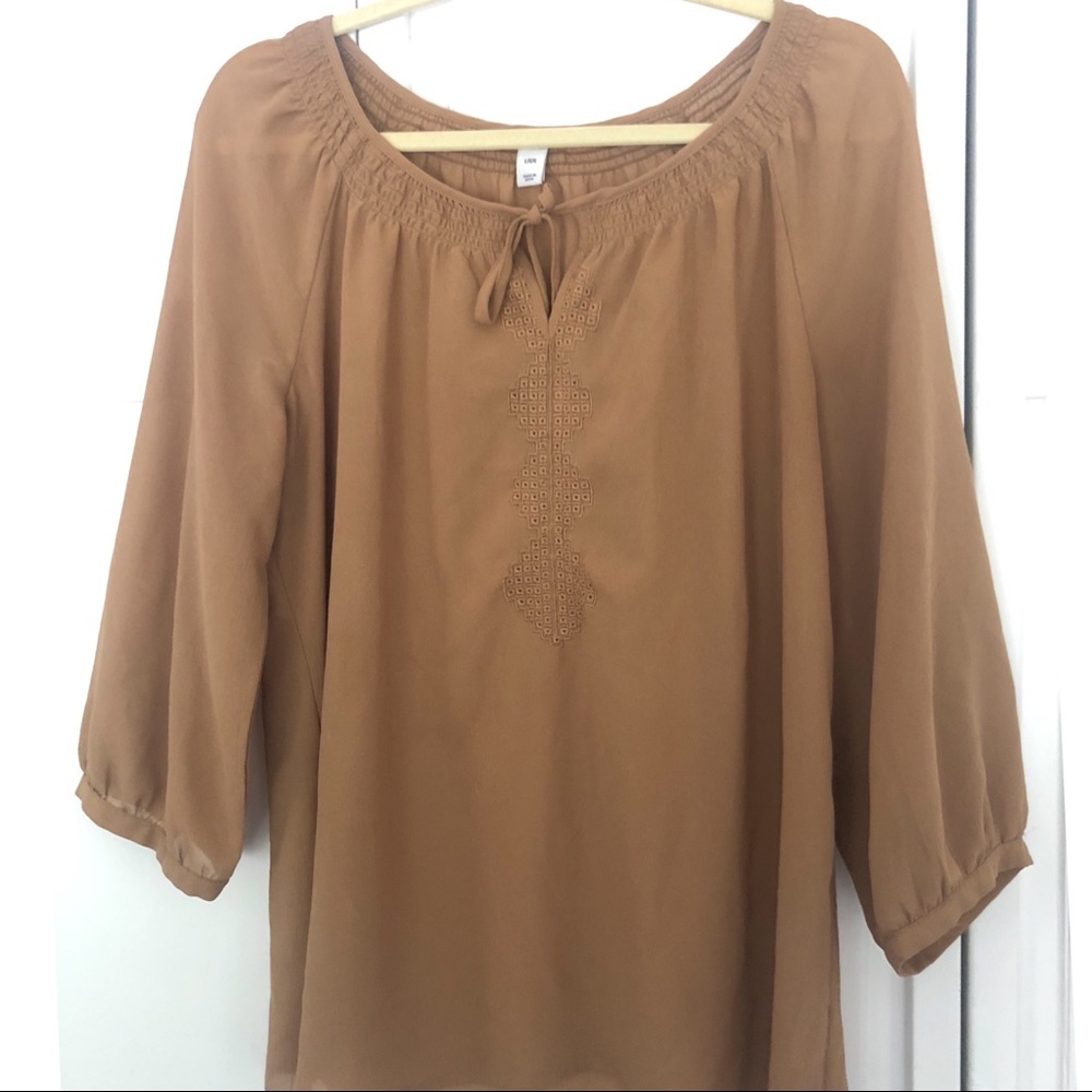 Old Navy tan/brownish long sleeved blouse Sz L